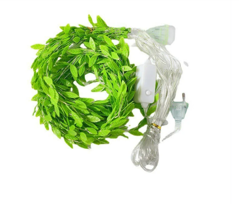 Гірлянда штора з листочками Curtain Copper SF-55 внутрішня з прозорим проводом 10 м (2053590)