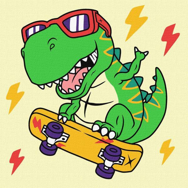 Картина по номерам Ideyka Крутой динозавр 25х25 см (Id-KHO1199)