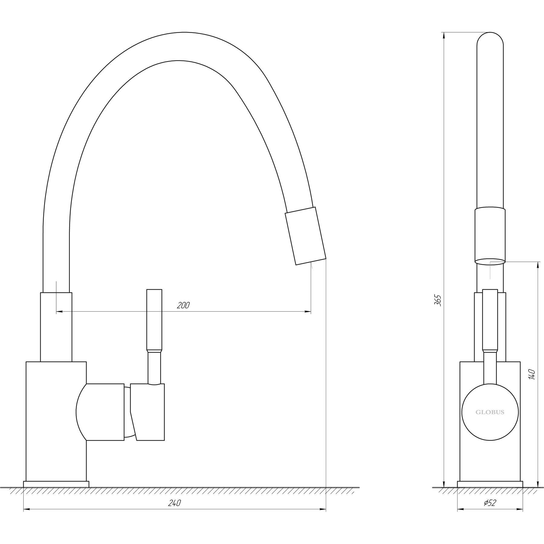 Змішувач для кухні Globus Lux LAZER GLLR-0203SB-1-ONIX - фото 2