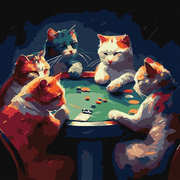 Картина по номерам Идейка Азартные пушистики 40x40 см (KHO4485)