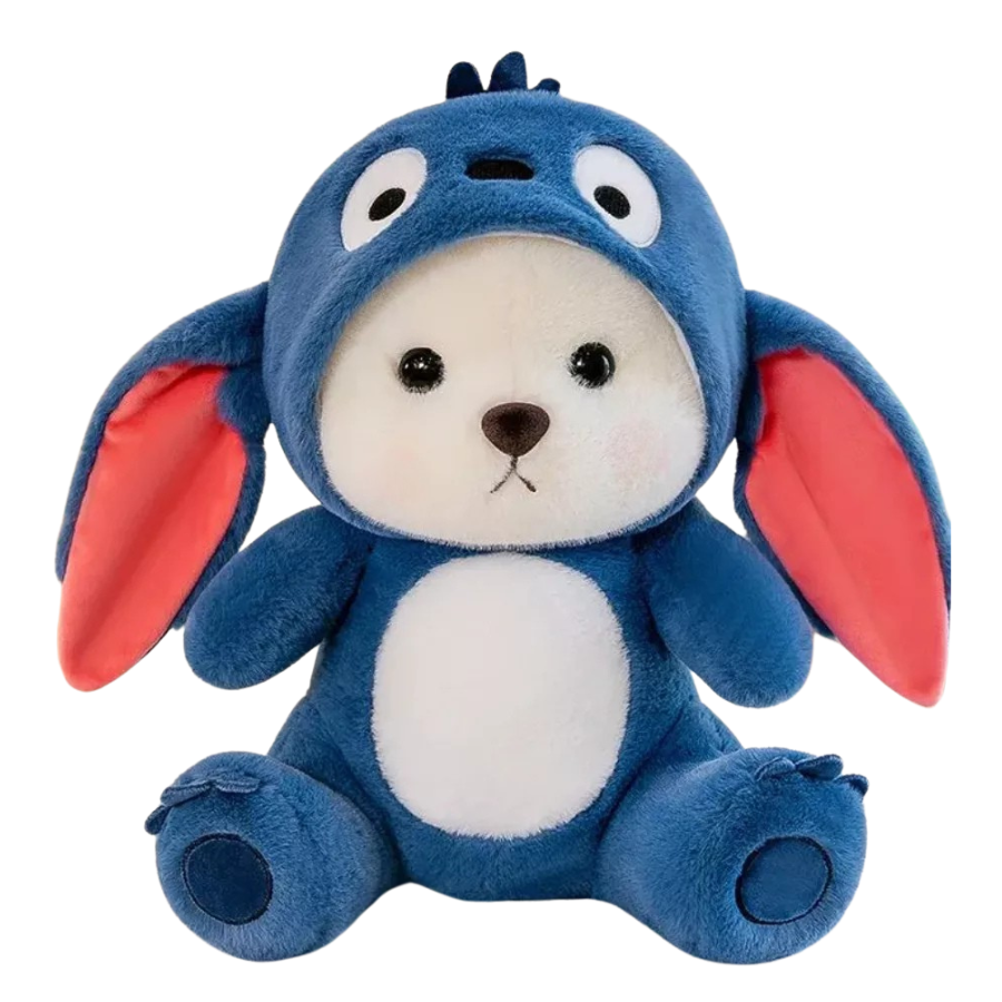 Іграшка плюшева Ведмедик в костюмі стіча в капюшоні 28 см Синій (9096/28)