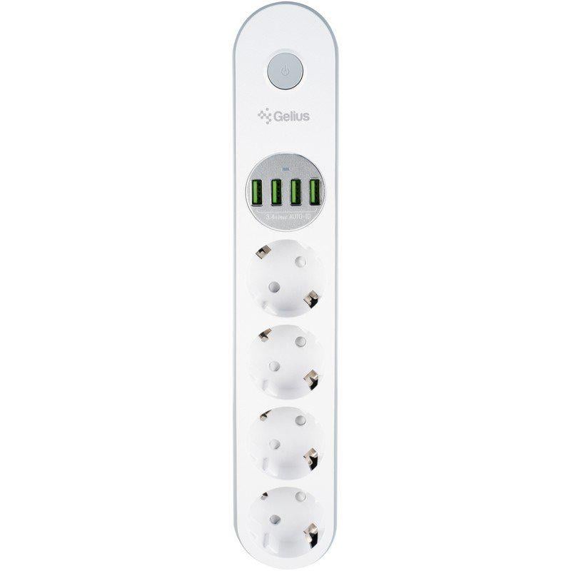 Фільтр мережевий Gelius G-Power GP-PS-001 4-220V/4 USB порту 3,4A 2 м White (58011)