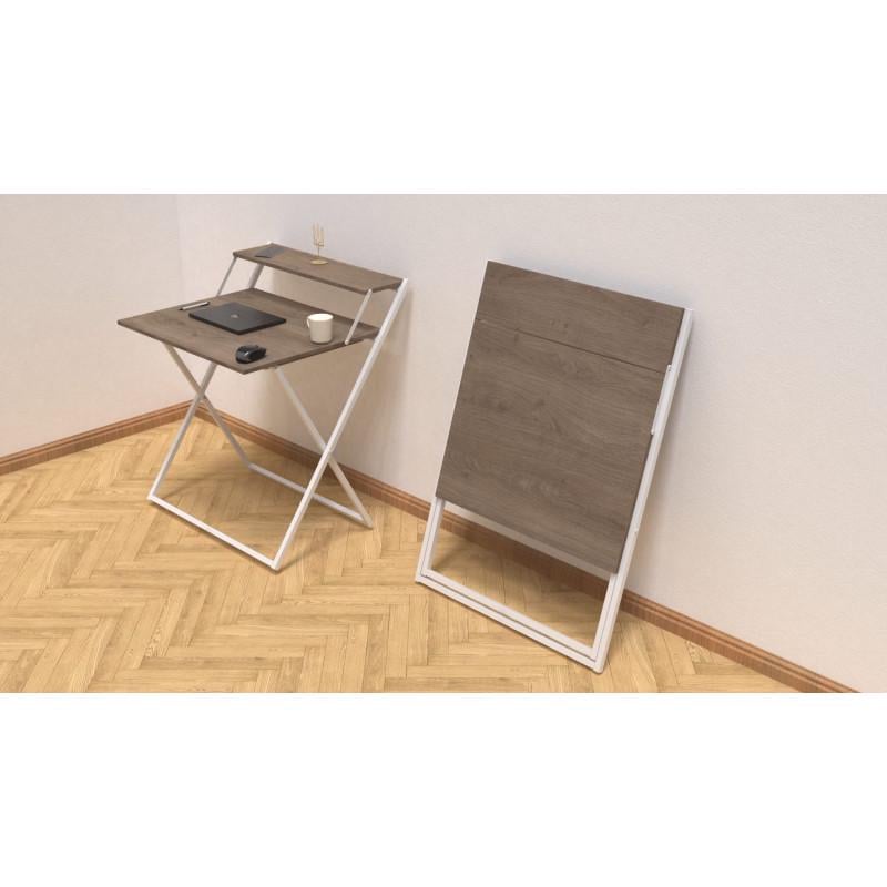 Стіл трансформер Ferrum-decor Kompakt 2 метал/ДСП 16 мм Білий/Дуб Сонома Трюфель (FRD-104701) - фото 3 Стіл трансформер Ferrum-decor Kompakt 2 метал/ДСП 16 мм Білий/Дуб Сонома Трюфель (FRD-104701) - фото 3