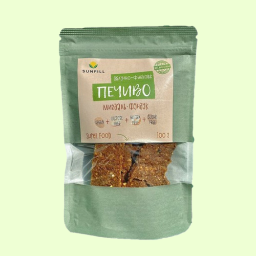 Печиво яблучно-фінікове з горіхами Sunfill без цукру і глютену 100 г (26646430)