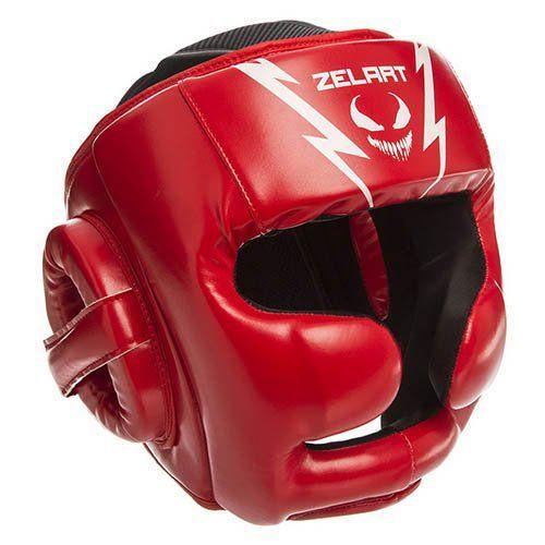 Шолом боксерський Zelart BO-1375 з повним захистом M Червоний/Білий (37363094)