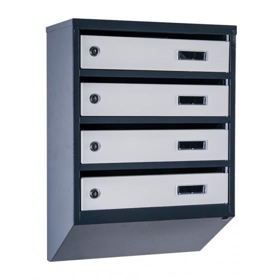 Почтовый ящик многосекционный Галиндустрия ЯП-04-A из металла на 4 квартиры 390x550x200 мм Антрацитово-серый (124-119-000004125)