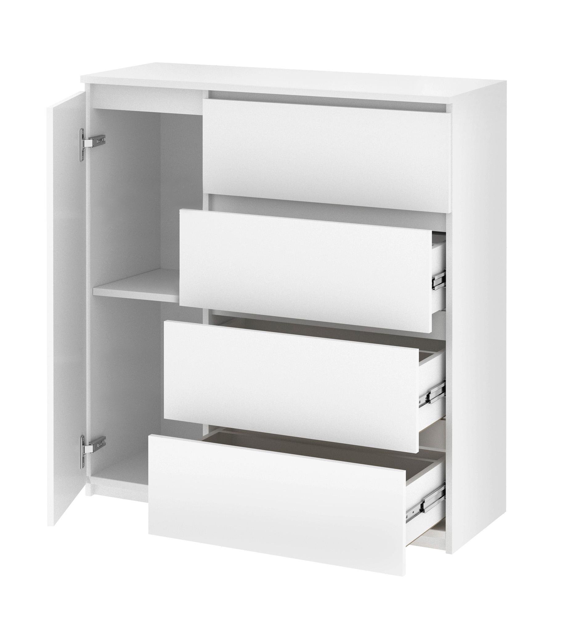 Комод Мастер Форм Брайт ДСП 4/1 левосторонний телескопические направляющие 1000х376х950 мм Белый - фото 2 Комод Мастер Форм Брайт ДСП 4/1 левосторонний телескопические направляющие 1000х376х950 мм Белый - фото 2