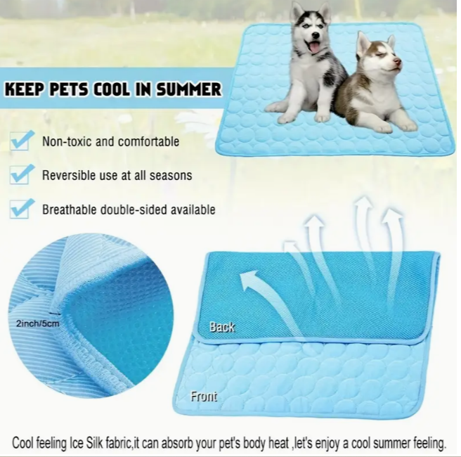 Коврик для кошек и собак самоохлаждающийся с дышащей и мягкой подкладкой летний 40x50 см Голубой (2002) - фото 5 Коврик для кошек и собак самоохлаждающийся с дышащей и мягкой подкладкой летний 40x50 см Голубой (2002) - фото 5