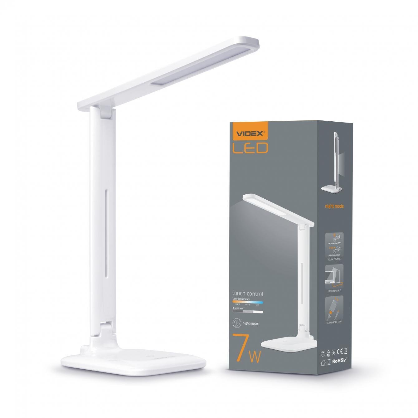 Настольный LED-светильник Videx VL-TF02W 7W 3000-5500K 220V Белый (27813365)