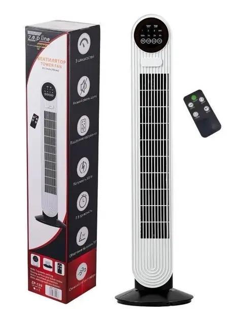 Вентилятор підлоговий від мережі Zepline 3 режими з пультом і таймером 500 Вт Біло-чорний (ZP-139) - фото 2 Вентилятор підлоговий від мережі Zepline 3 режими з пультом і таймером 500 Вт Біло-чорний (ZP-139) - фото 2
