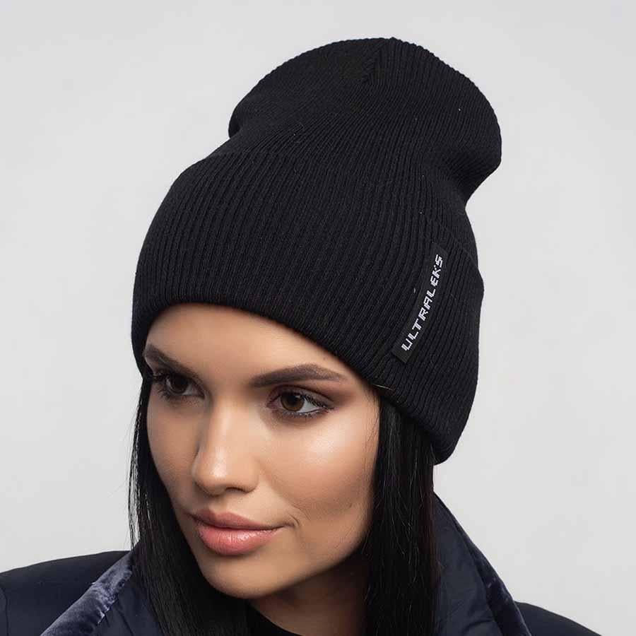 Шапка Leks Слалом демисезонная с отворотом Черный