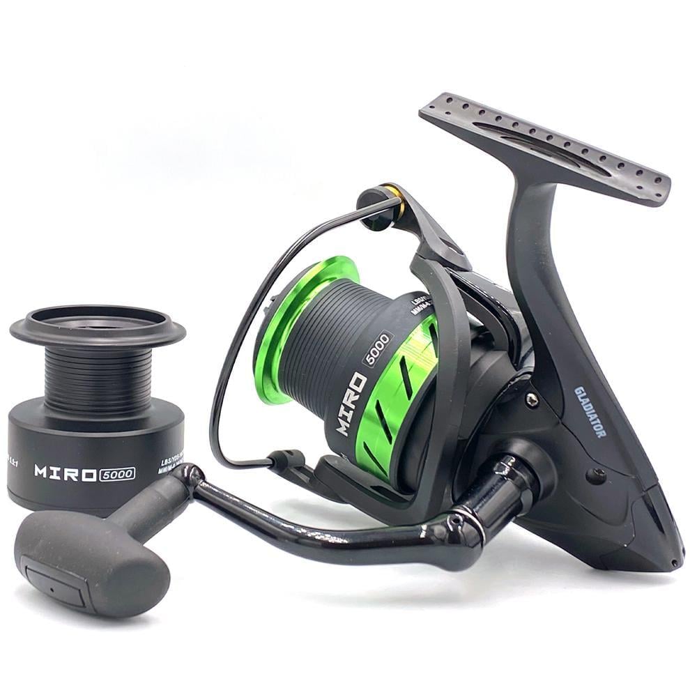 Рыболовная катушка безынерционная фидерная Gladiator Miro Feeder 5000 8+1 Grey/Green (GL6627)