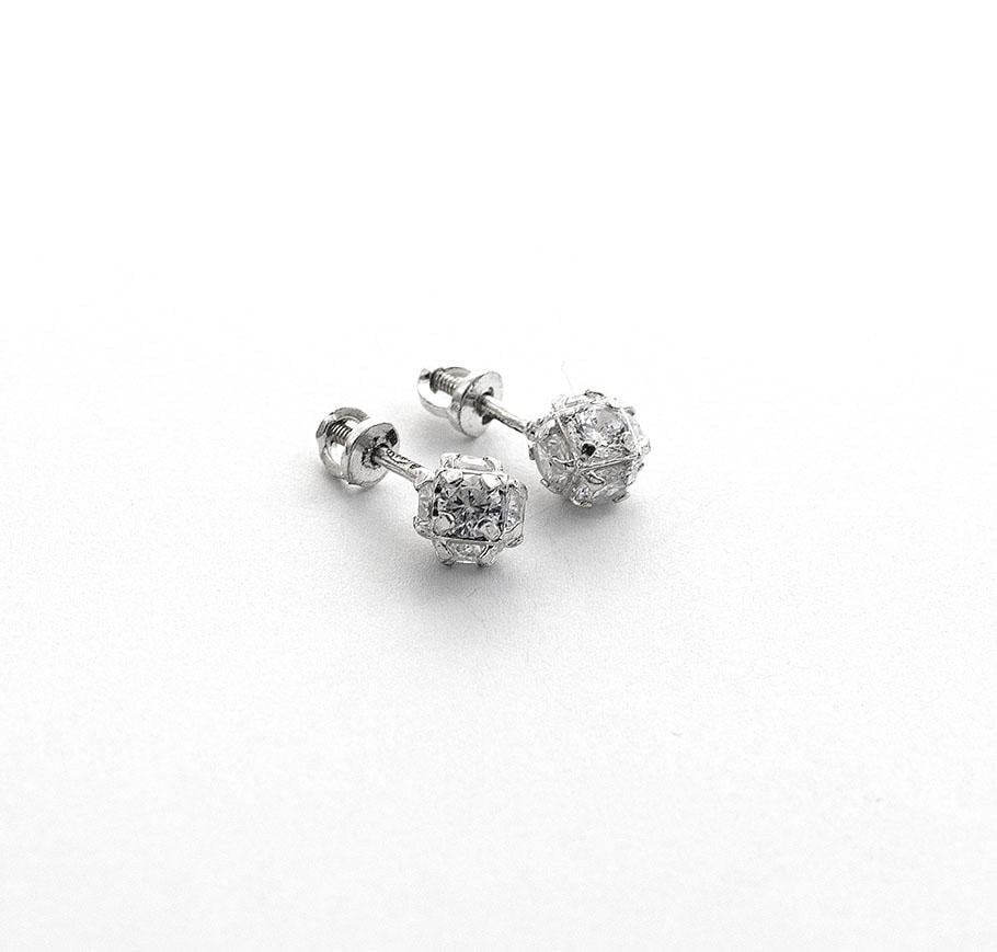 Пусеты серебряные с камнями Maxi Silver 7956/1 Белый (88760)