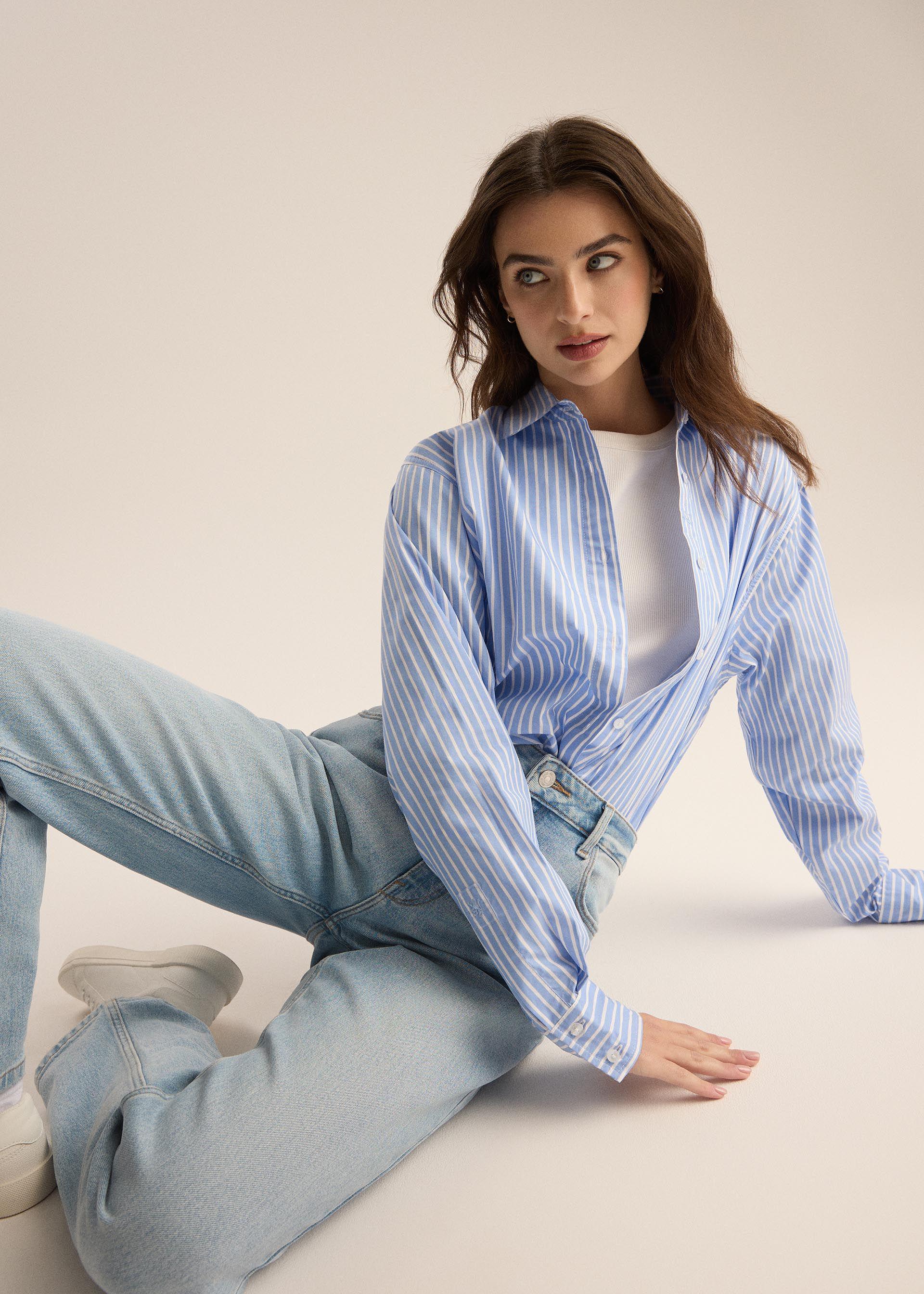 Сорочка жіноча Diverse WEI довгий рукав XL Блакитний-Білий (5905384177155) - фото 3