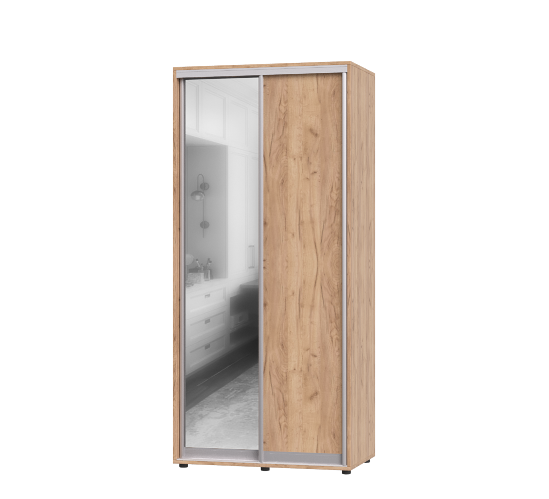 Шафа-купе з двома дверима Еверест ШК-01 100х45х220 см Дуб Крафт Золотий (06645)