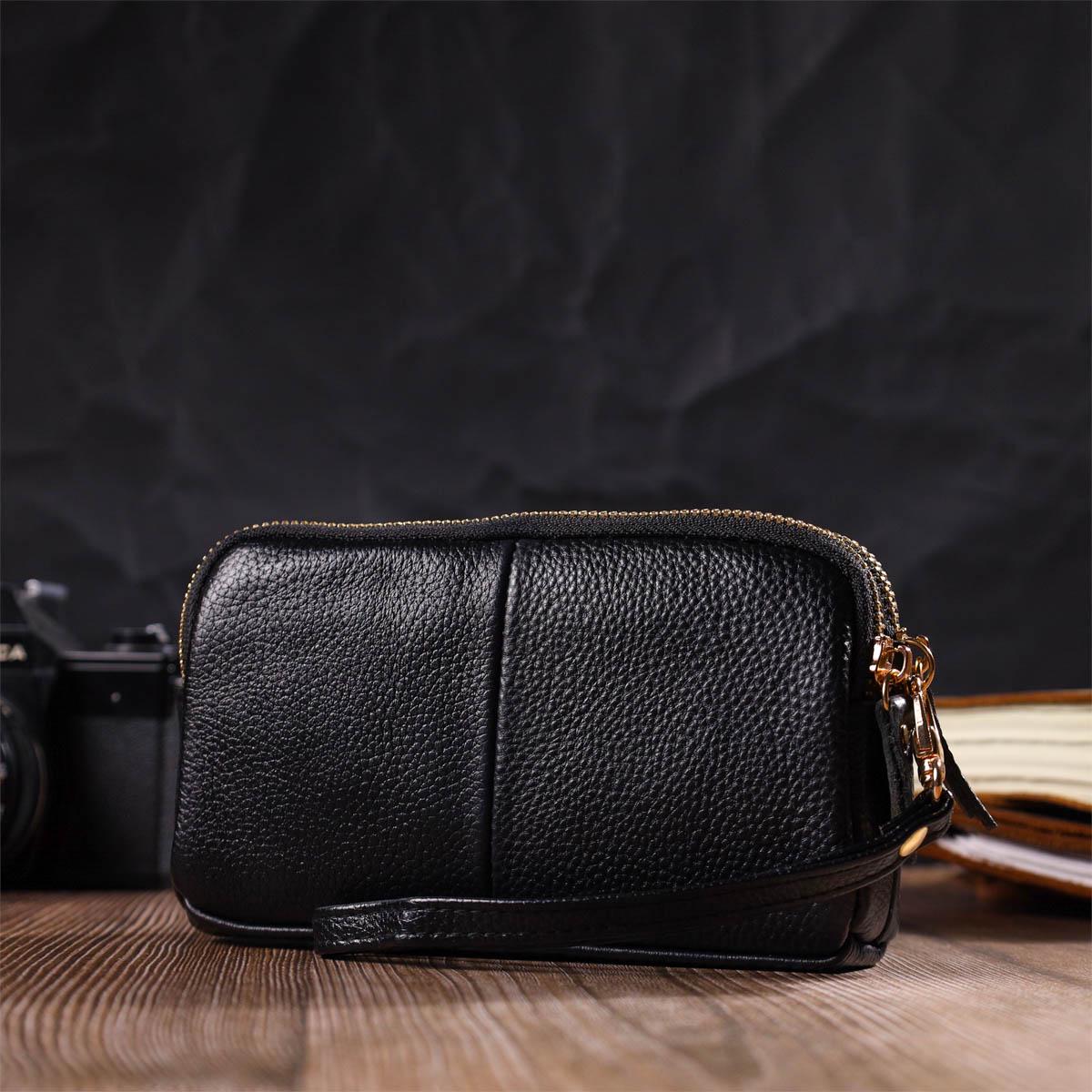 Клатч-кошелек женский Vintage Women Wallet 22088 из натуральной кожи Черный (56289) - фото 6