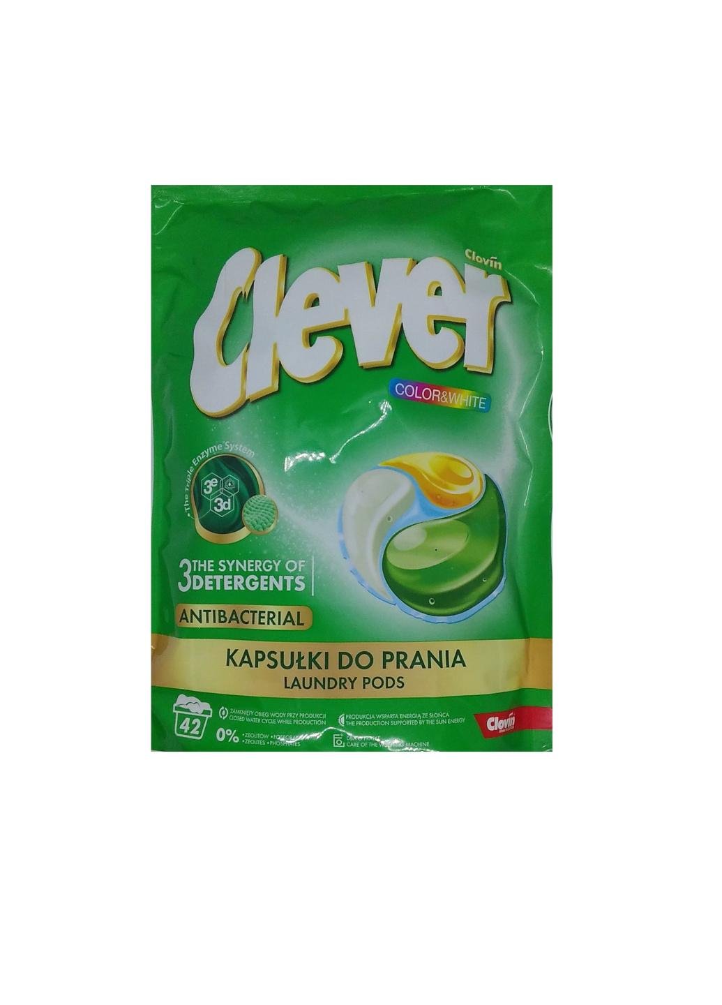 Капсули для прання Clever Color&White Antibacterial 42 шт.