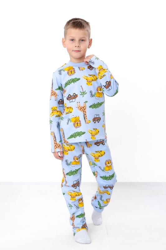 Піжама тепла для хлопчика кофта та штани на манжетах з принтом Носи Своє 98 см Світло-блакитний​ (6076-024-4)