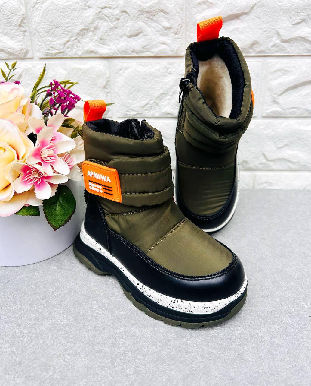 Дутики для мальчика зимние Apawwa 1609 р.  26 17,2 см Зеленый (1609)