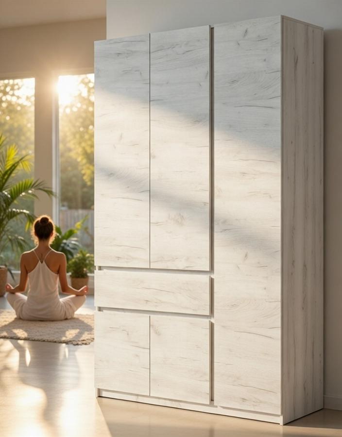 Шкаф Мастер Форм Брайт телескопические направляющие правосторонний 1221х520х2000 мм Дуб крафт белый (1200 500)