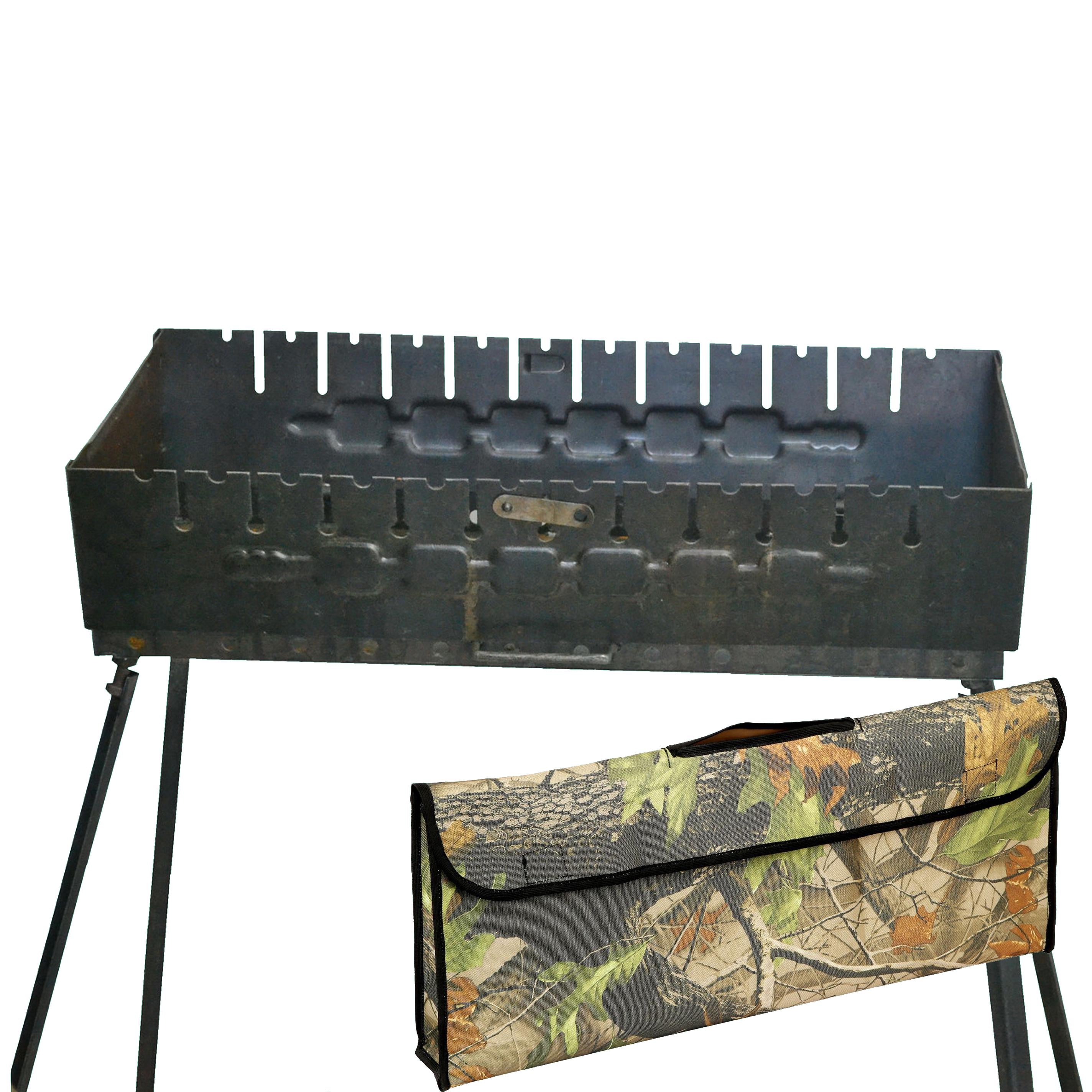 Мангал-чемодан 2 мм на 12 шампуров 690х350х160 мм с чехлом