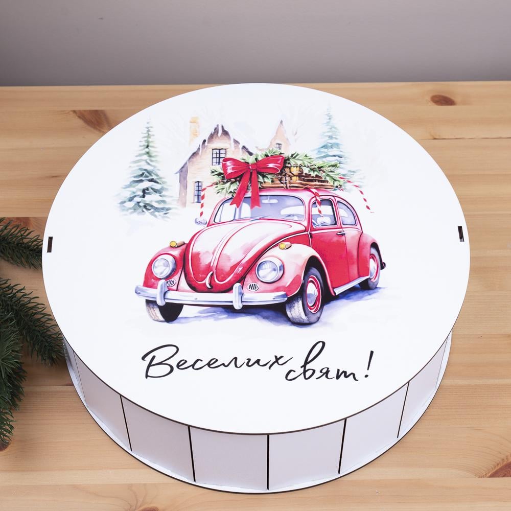 Коробка круглая "Веселих свят" 33 см (5017-41)