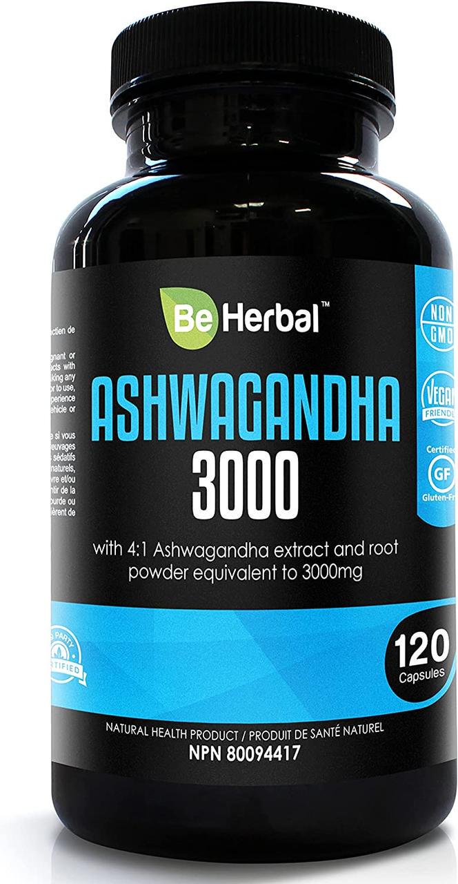 Вітаміни для імунітету BE HERBAL Органічна ашваганда 3000 мг 120 капс. (50093BEHERBALPr120k)