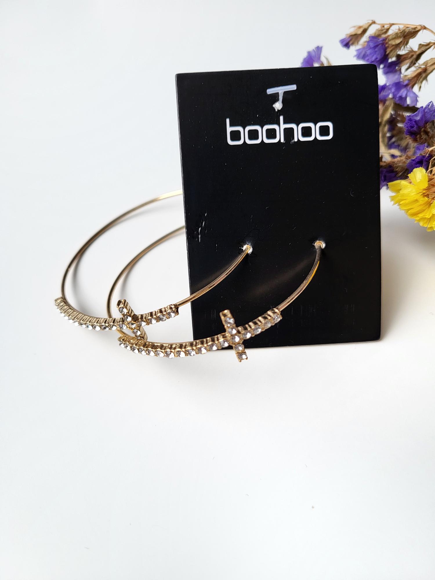 Серьги кольца с крестиками Boohoo Золотистый (10771)