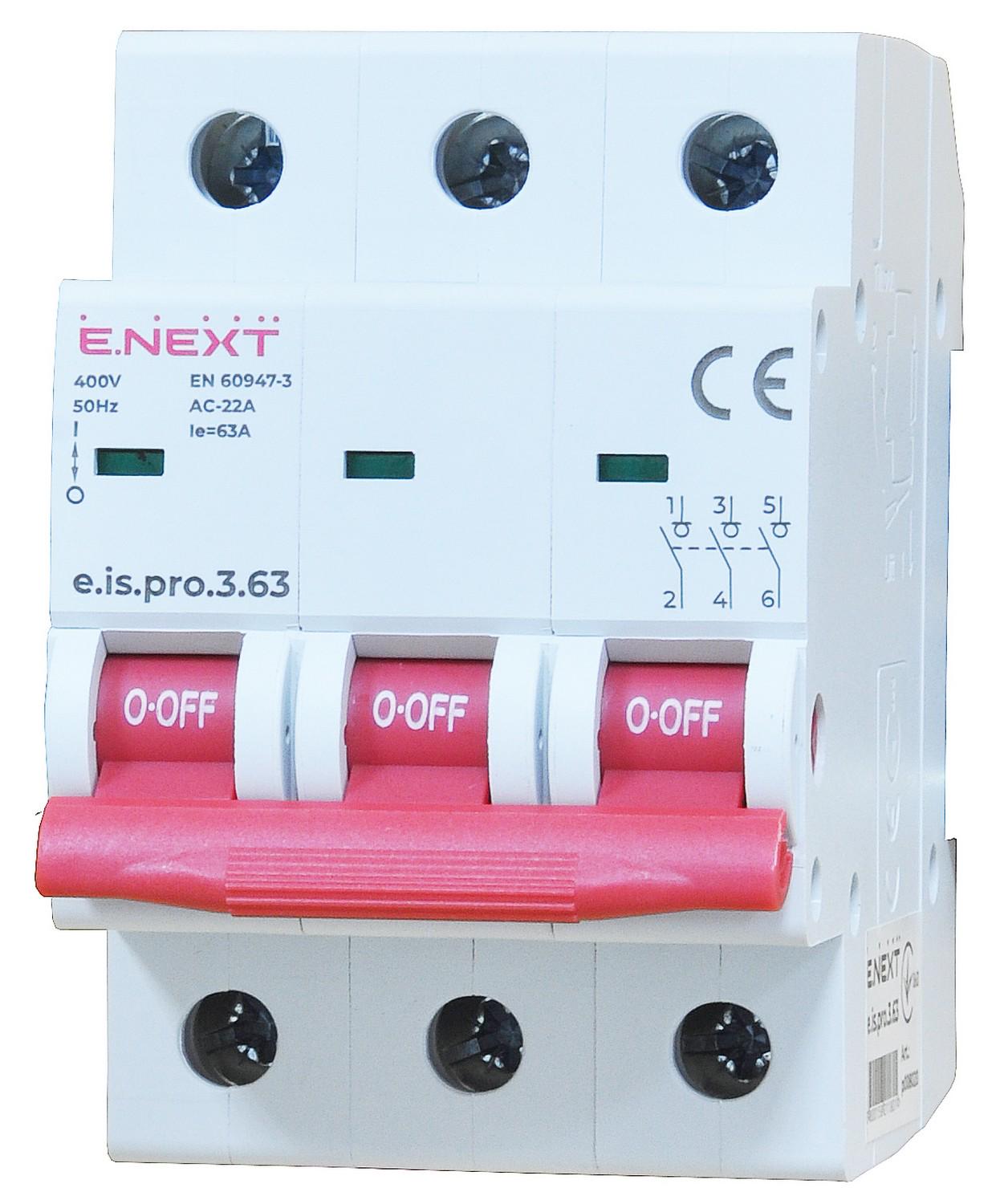 Выключатель нагрузки E.NEXT e.is.3.63 400V 3P 63А (p008020)