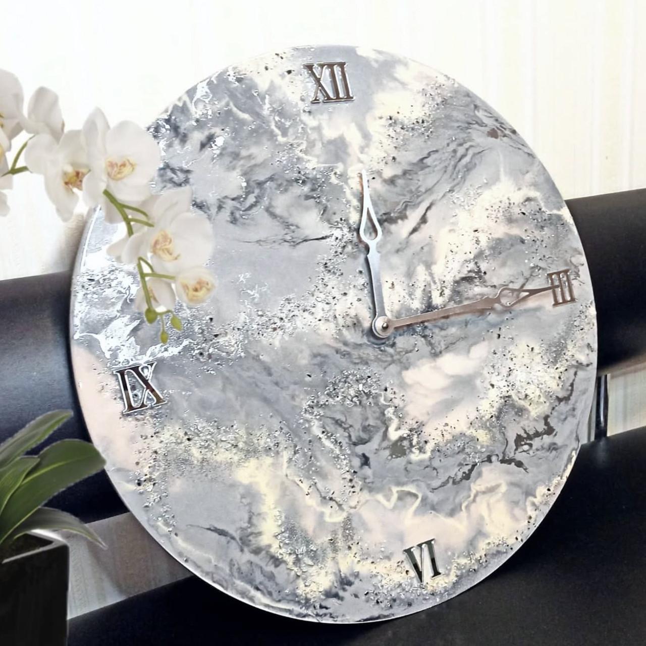 Часы настенные круглые из эпоксидной смолы EPOXY M189 55x55 см