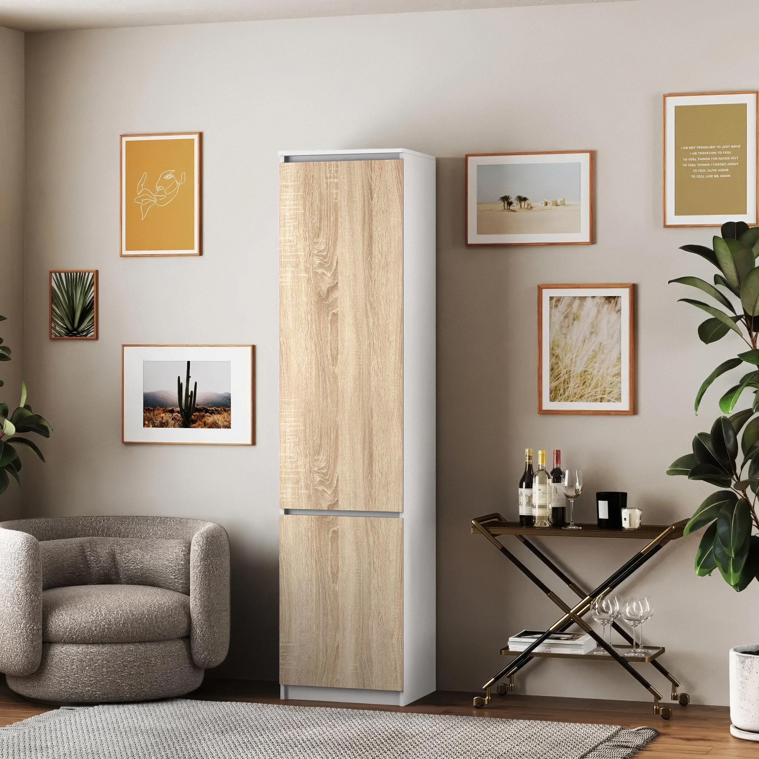 Шкаф-пенал с полками T-217 500х498х2117 мм Белый/Дуб Сонома - фото 1