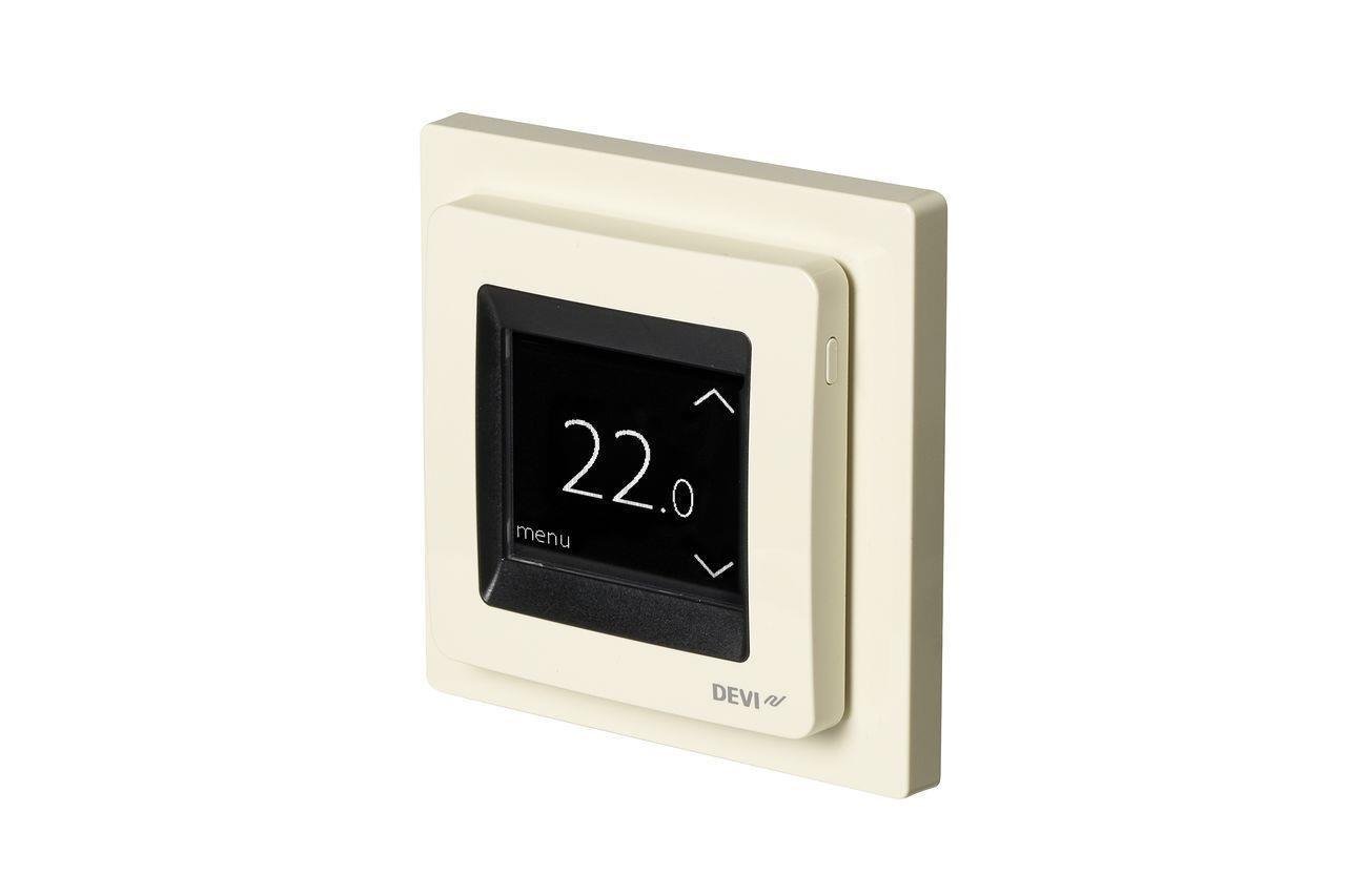 Терморегулятор DEVI DEVIreg Touch сенсорный 2" экран 85х85 мм Слоновая кость (ERC-140F1078)