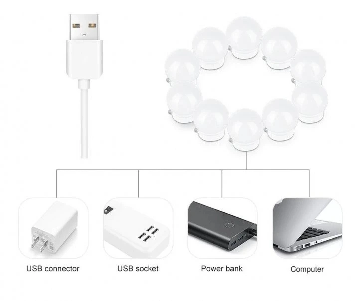 Подсветка зеркала для макияжа Vanity Mirror Lights LED-лампочки с регулировкой яркости (17945548) - фото 5 Подсветка зеркала для макияжа Vanity Mirror Lights LED-лампочки с регулировкой яркости (17945548) - фото 5