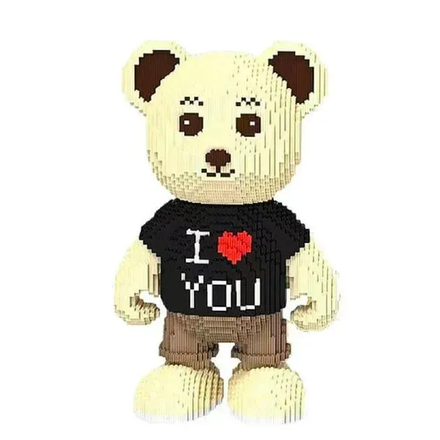 Конструктор Magic Bloks 3D Мишка Тедди I Love You из пластика на 4450 дет. Белый (150-98-BX-7038)
