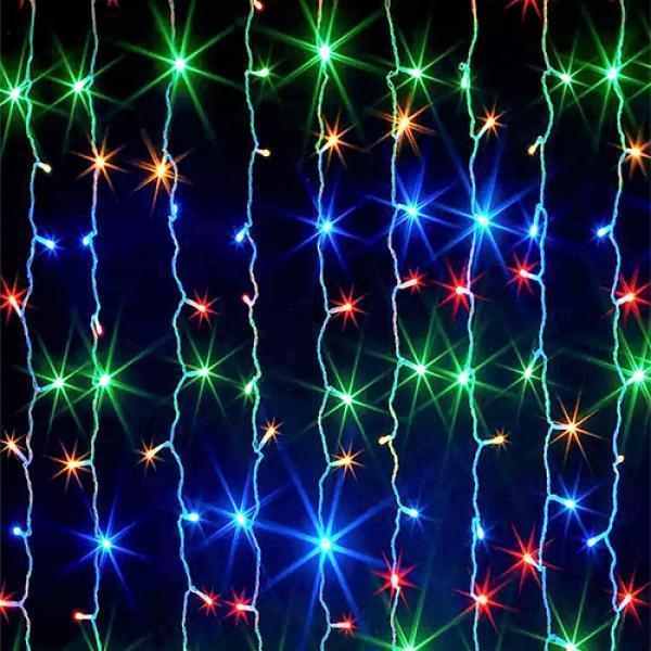 Гирлянда-штора новогодняя 300 LED из ПВХ от USB 3х3 м Разноцветный (150-81-9133-024)