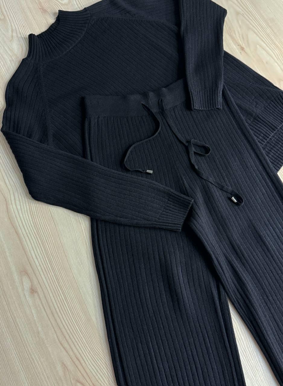 Костюм женский ACCORDDREAM 8703-28108 свитер с брюками в рубчик вязаный OS Черный (2959) - фото 9 Костюм женский ACCORDDREAM 8703-28108 свитер с брюками в рубчик вязаный OS Черный (2959) - фото 9