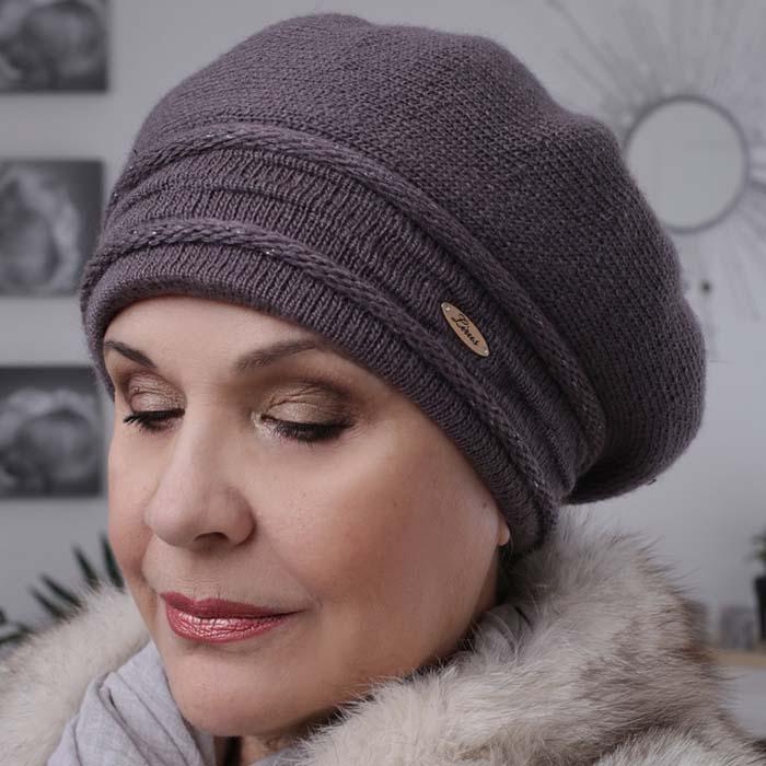 Берет вовняний Lirus Даяна L р. 57-58 Темно-сірий (70331) - фото 1