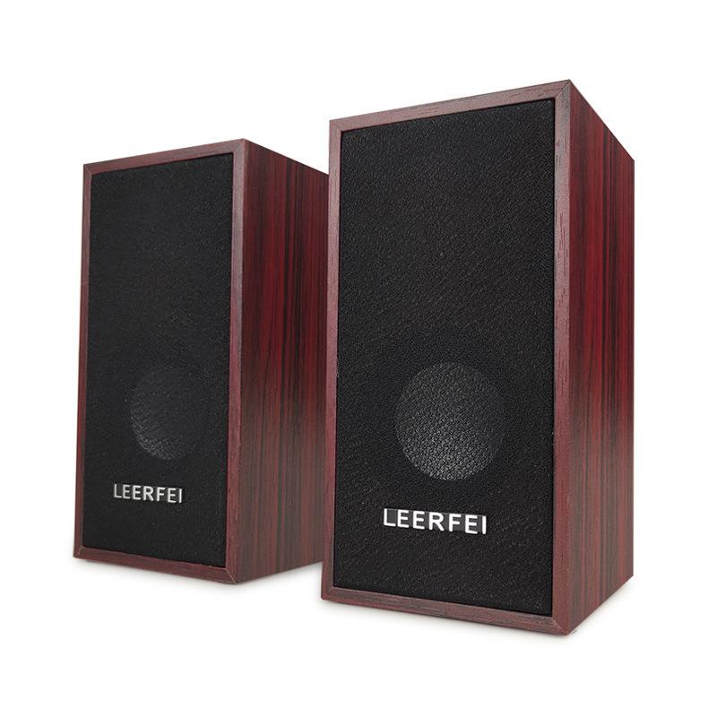 Колонки Leerfei D-091 2.0 для ПК ноутбука 2х3W Красное дерево