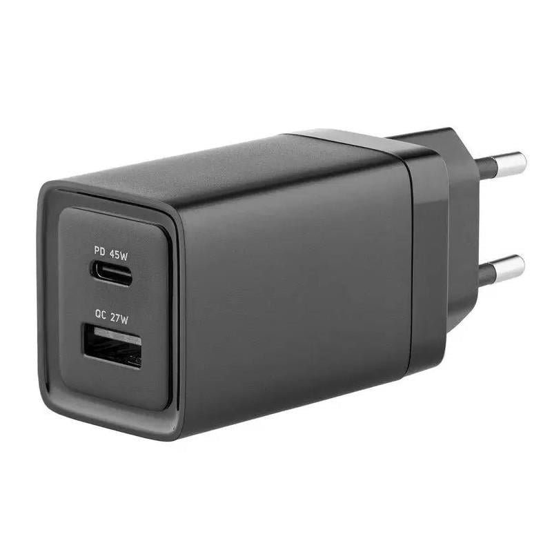 Зарядний пристрій мережевий Glasscove TC-092CA 3 A 45 W USB/Type-C з кабелем Black (3_03275)