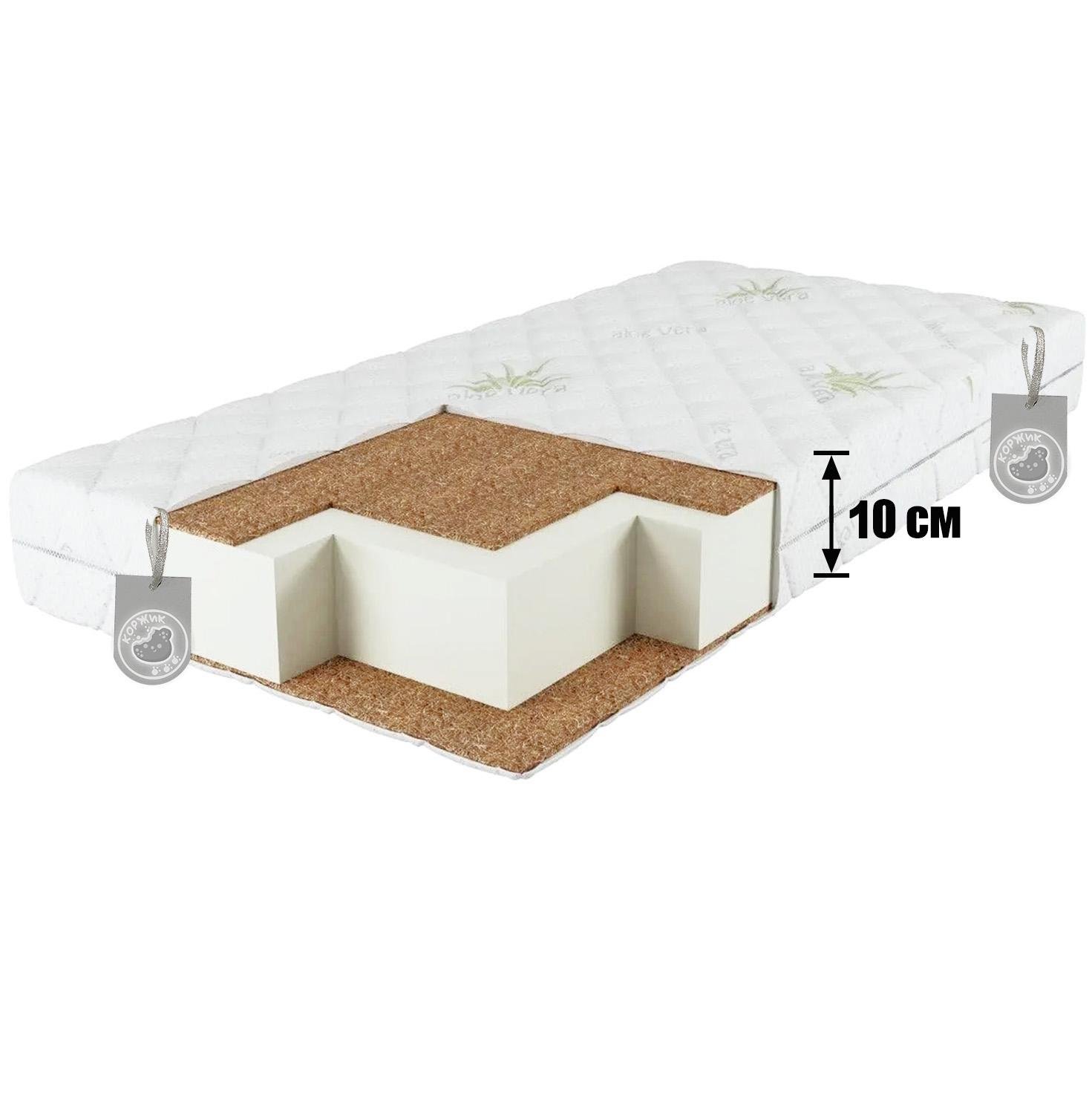 Матрац ортопедичний Преміум Софт Алоє Вера в дитяче ліжечко кокосовий КПК 120х60х10 см Білий (3354СМ10) - фото 2