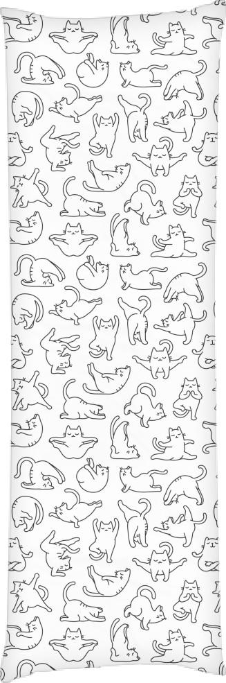 Подушка дакимакура Котики Йога 60х180 см (14094396)