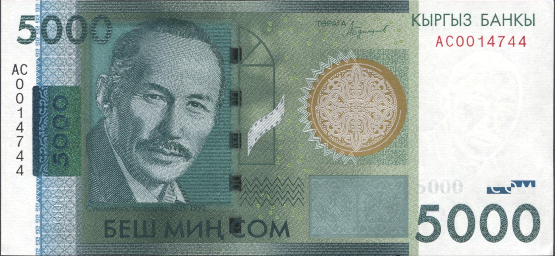 Коллекционная банкнота Кыргызстан 2016 5000 сомов P30a 2016 UNC