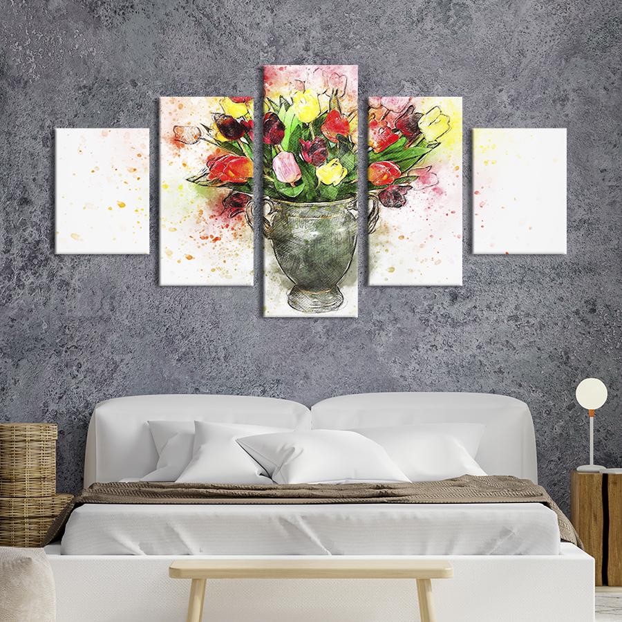 Картина на полотні Красиві мультикольовані тюльпани 187x94 см (819-52)