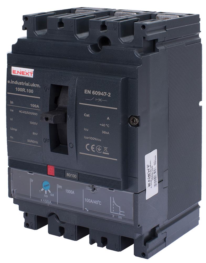 Автоматический выключатель E.NEXT e.industrial.ukm.100R.100 3P 100А 36кА с регулировкой (i091005)