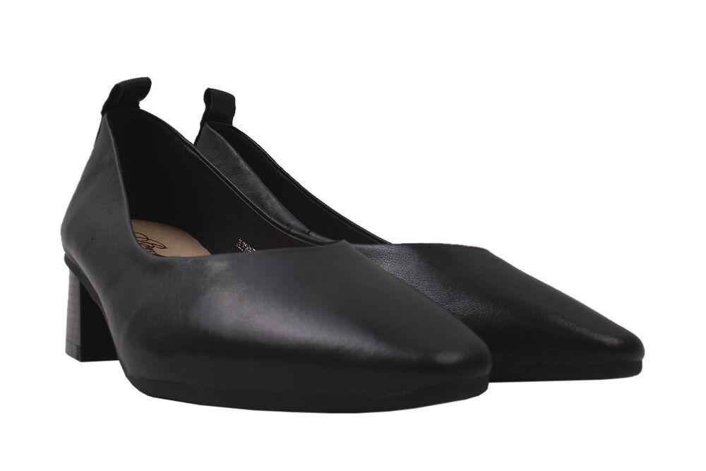 Туфли Berkonty на каблуке женские из кожи р. 39 Черный (243-20DTC)