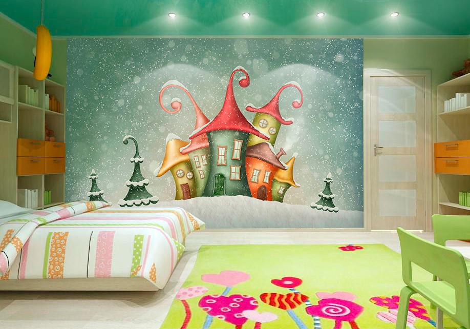 Фотообои 3D для детской комнаты Домик гномов