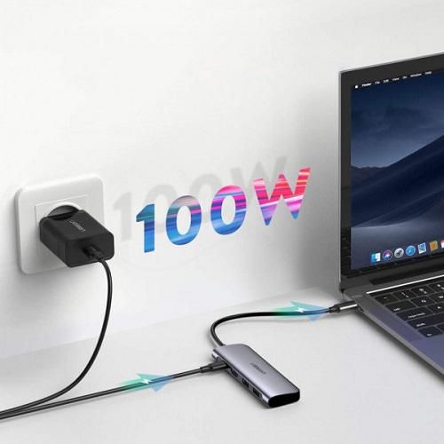 Док-станція Ugreen CM195 USB Type-C - HDMI/USB 3.0x2/PD Сірий (70411) - фото 4