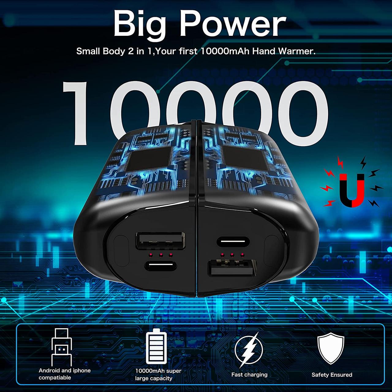 Грілки для рук перезаряджувані 10000 mah 2в1 - фото 6 Грілки для рук перезаряджувані 10000 mah 2в1 - фото 6