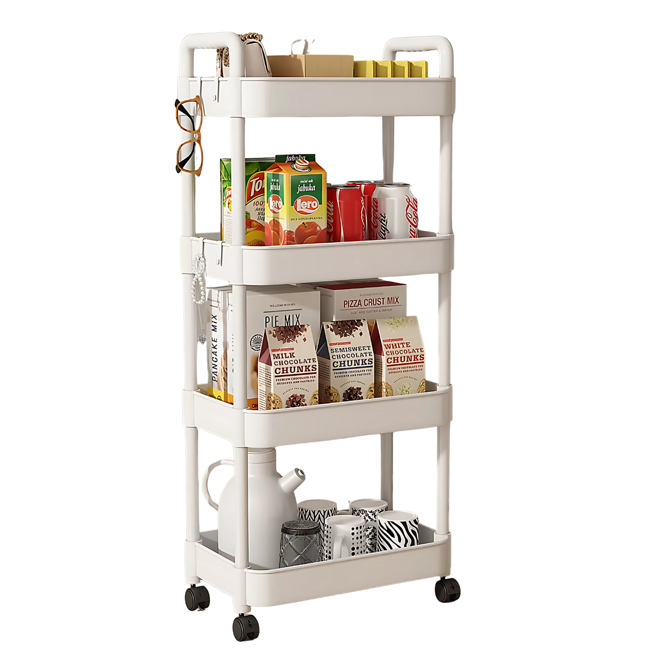 Етажерка на коліщатках універсальна 360° 4 яруси 21,5х32,5х97 см Білий (5313121155) - фото 2 Етажерка на коліщатках універсальна 360° 4 яруси 21,5х32,5х97 см Білий (5313121155) - фото 2