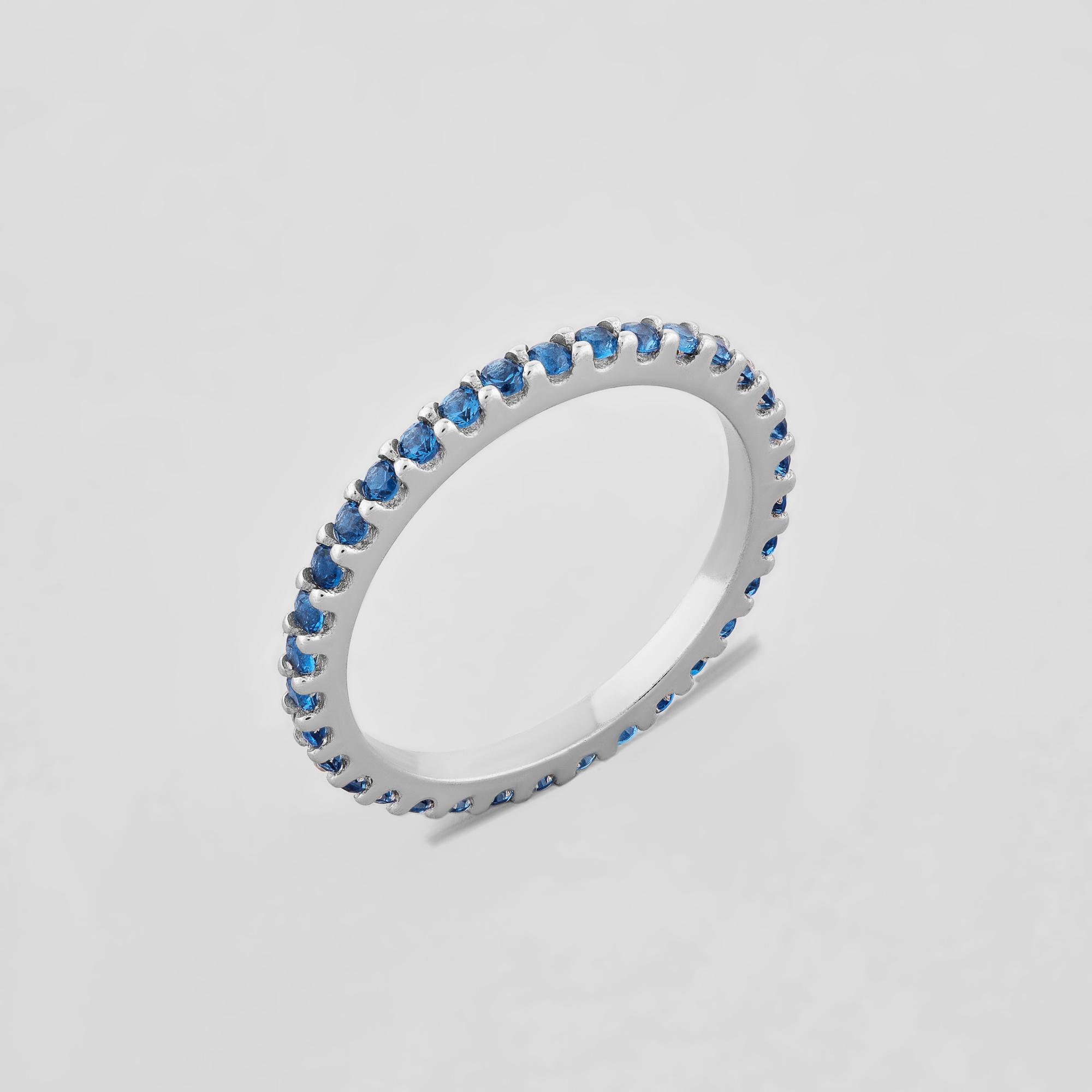 Серебряное кольцо Minimal Художественный образ р. 18 (1102-blue-18)